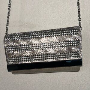 silver rhinestone embellished clutch bag Call It Spring Silver purse shoulder